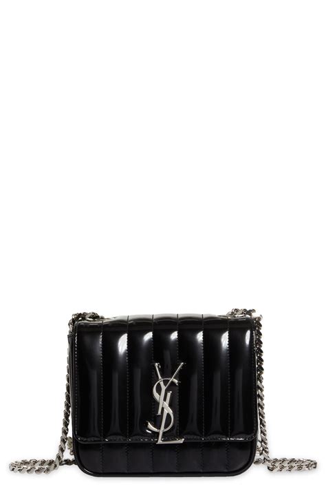 Saint Laurent Vicky Small Crossbody Bag In Quilted Patent Leather